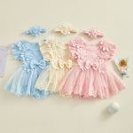 Vestido Catarina - Renda em Malha com Flores 3D