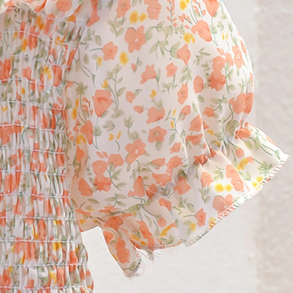 Vestido Amélia - Estampa Floral Princesa com Saia Rodada