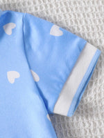 Vestido Blair - Gola Polo Azul Plissado com Coração Branco