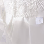 Vestido Clara - Luxo Manga Longa em Renda e Tule – Branco Clássico com Laço