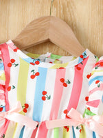 Vestido Antoinette - Listras Rosa com Laço de Fita