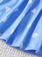 Vestido Blair - Gola Polo Azul Plissado com Coração Branco