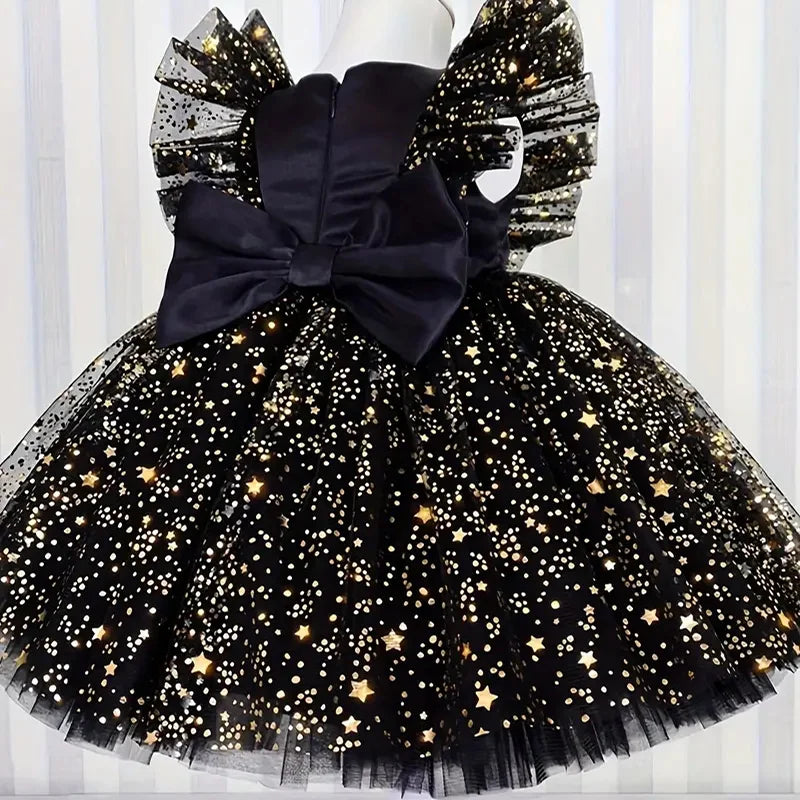 Vestido Margot - Lantejoulas Estreladas e Mangas Flutuantes