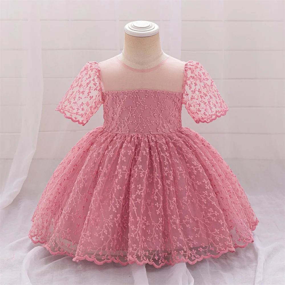 Vestido Adelaide - Renda Francesa com Tule e Flores 3D