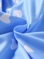 Vestido Blair - Gola Polo Azul Plissado com Coração Branco