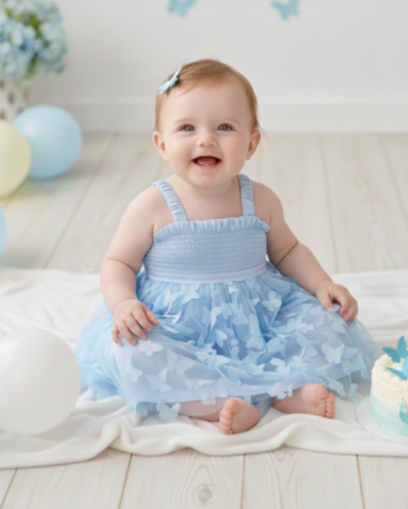 Vestido Aurora - Gaze Leve Com Manga Asa De Borboleta