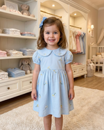 Vestido Céline - Bordado Floral com Mangas Esvoaçantes