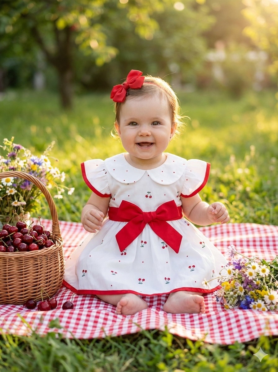 Vestido Julieta - Floral Bordado Com Manga Bufante E Laço