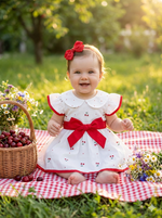 Vestido Julieta - Floral Bordado Com Manga Bufante E Laço