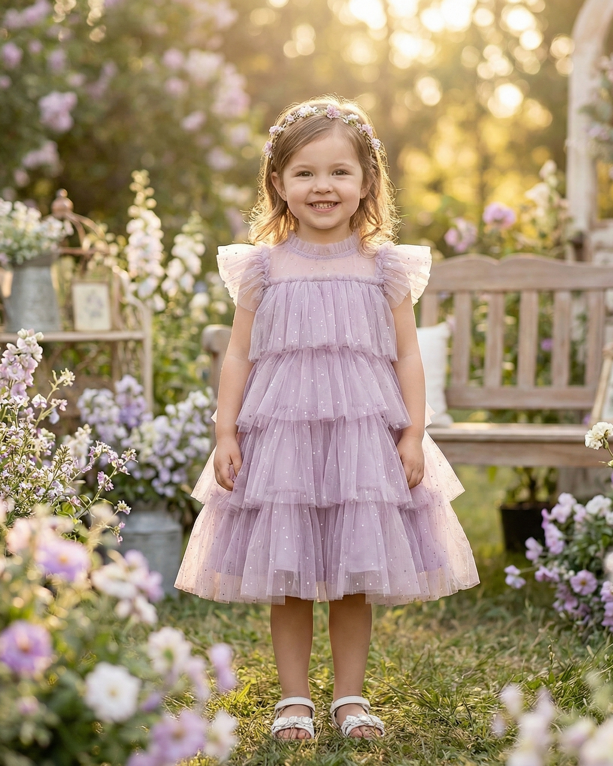 Vestido Lavínia - Tule com Lantejoulas e Saia Rodada