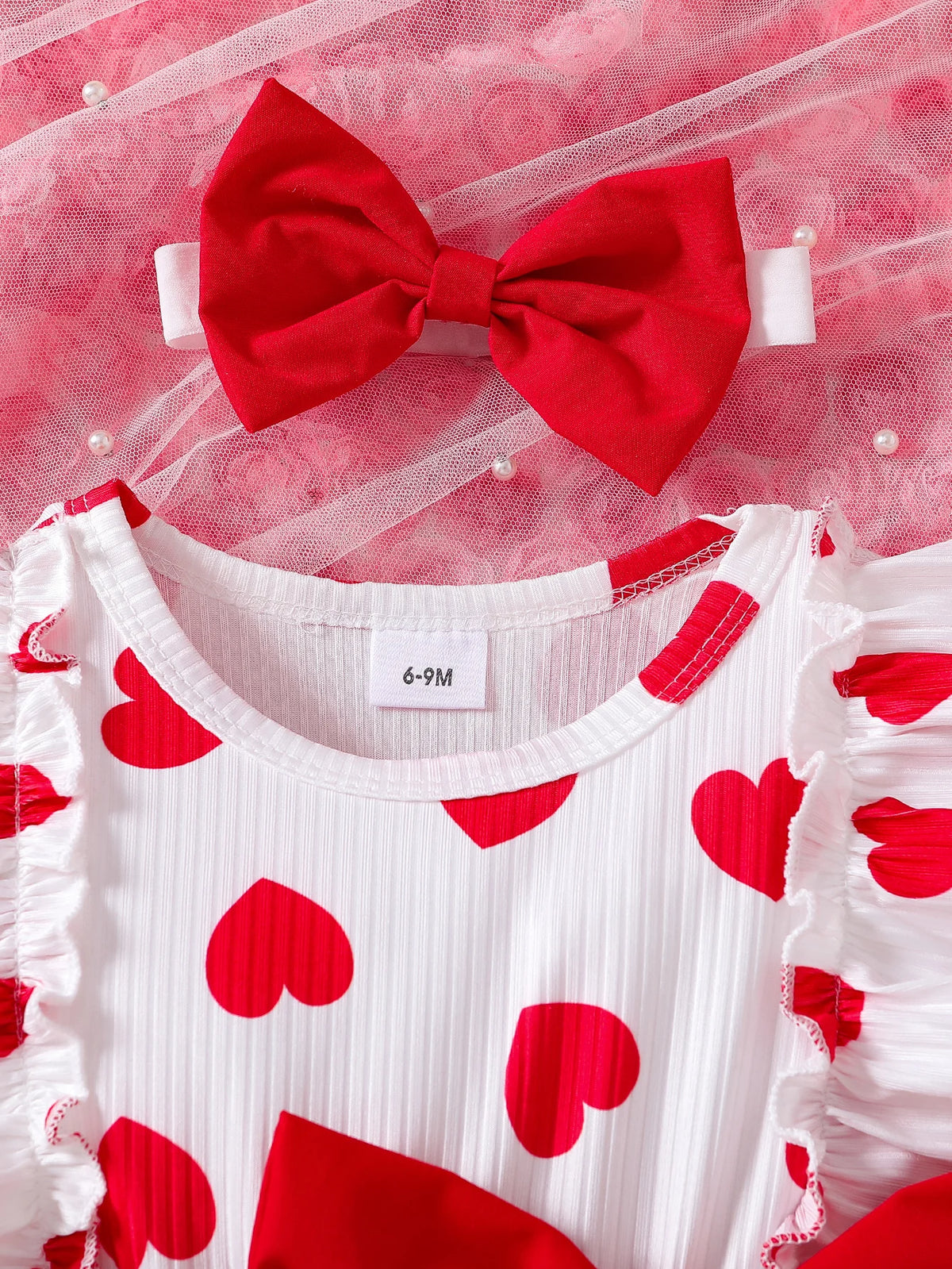 Vestido Amora - Estampa de Coração Com Babado