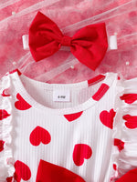 Vestido Amora - Estampa de Coração Com Babado