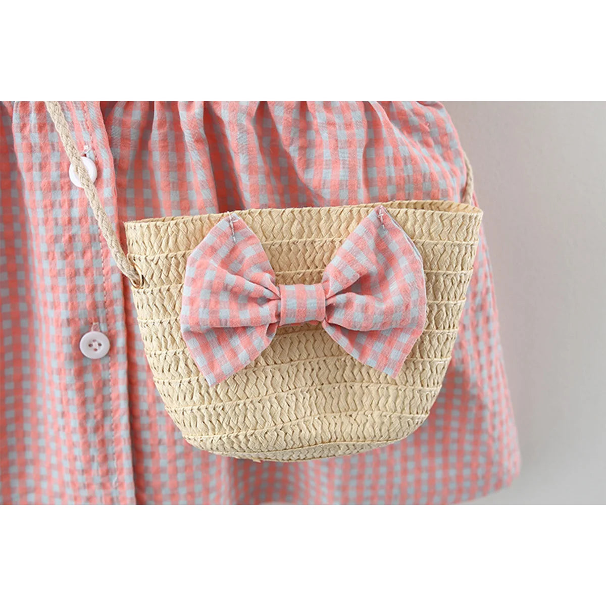 Vestido Mabel - Xadrez De Algodão Com Renda E Gola Coração