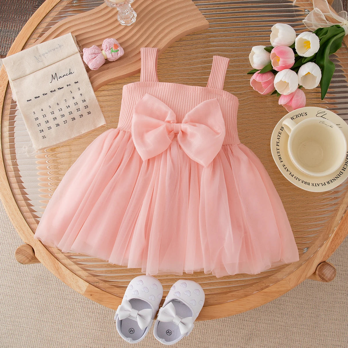 Vestido Sophie – Casual Chic de Alcinha com Laço – Malha Texturizada Leve