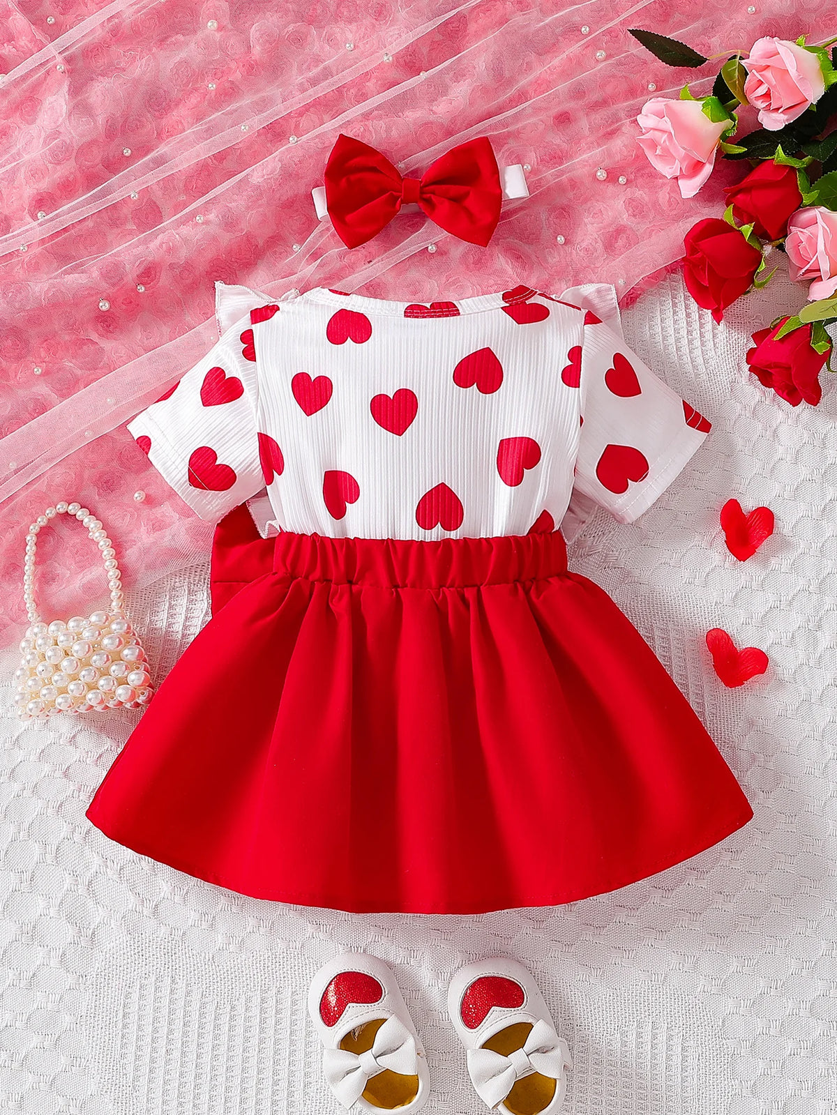 Vestido Amora - Estampa de Coração Com Babado