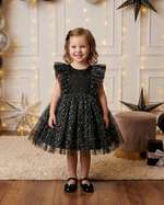 Vestido Margot - Lantejoulas Estreladas e Mangas Flutuantes