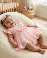 Vestido Catarina - Renda em Malha com Flores 3D