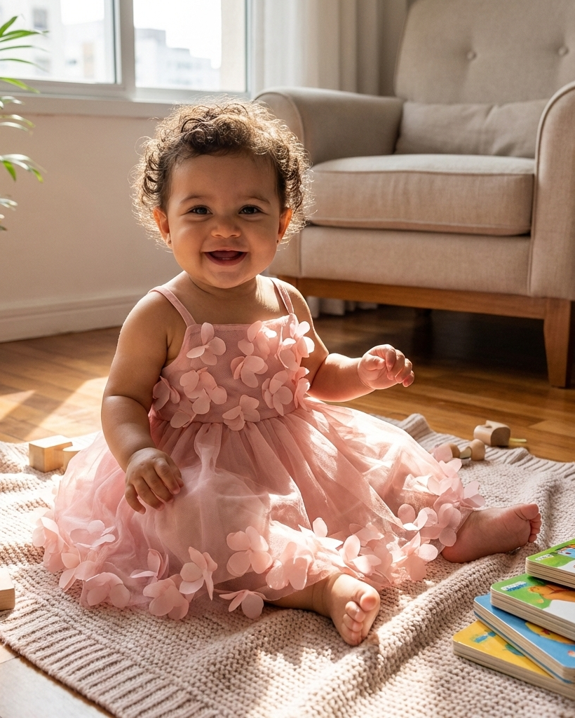 Vestido Clarissa - Tule Floral com Pérolas