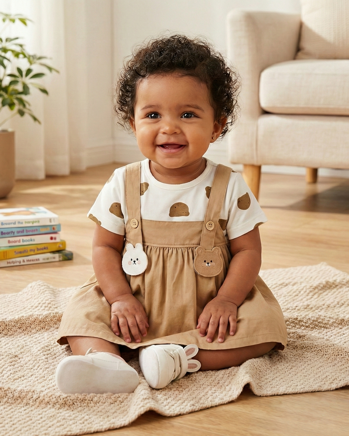 Vestido Hazel - Algodão com Estampa de Urso de Pelúcia