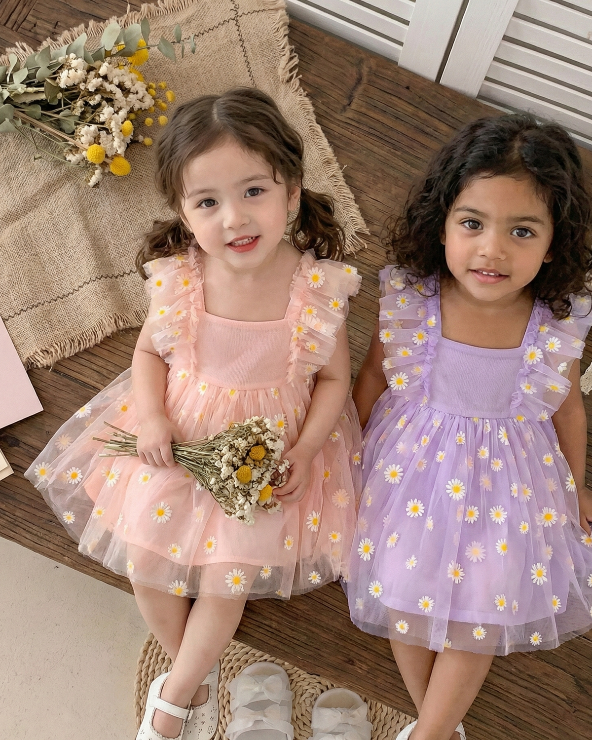 Vestido Julia - Estampa Margarida Em Malha Rosa